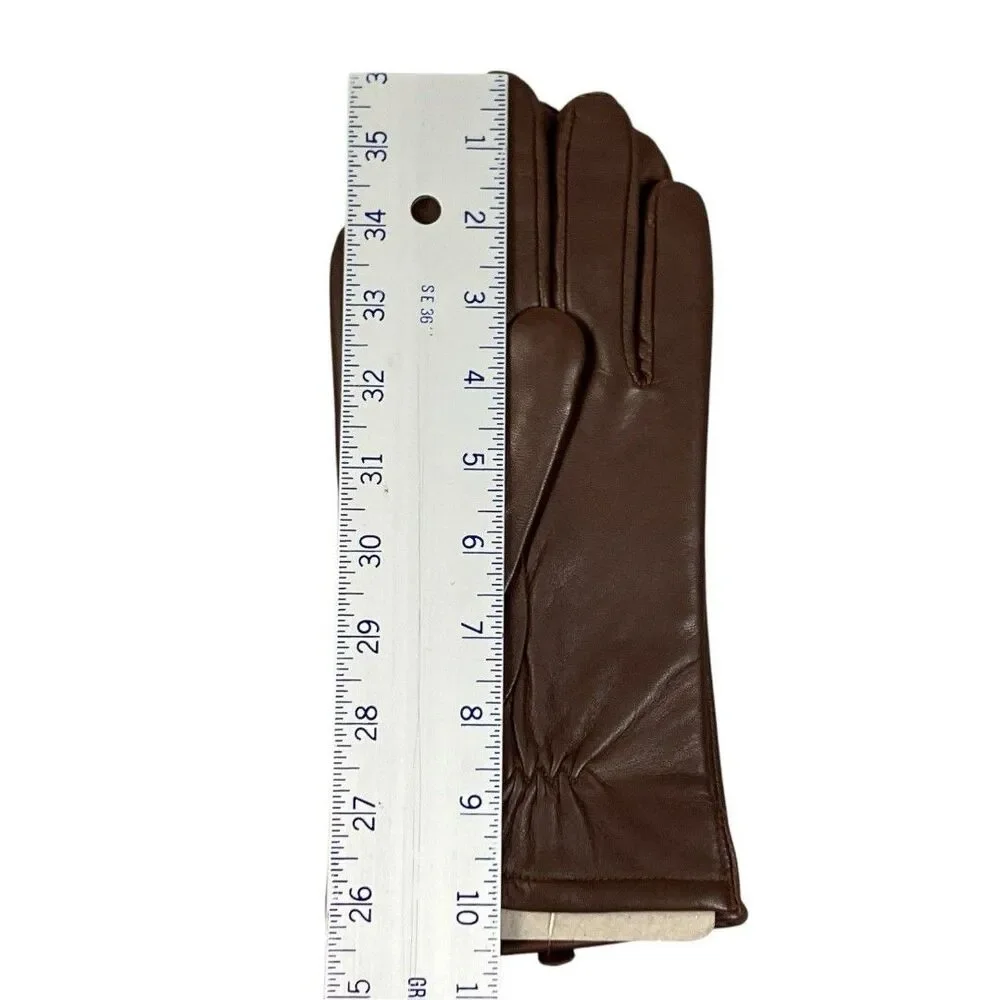 J Crew Gloves Mens L Brown Leather Cashmere Lined Touchscreen Wool Classic BB984